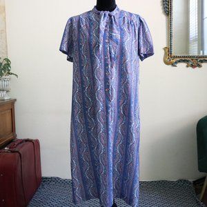 Vintage 70s Polyester Maxi Dress